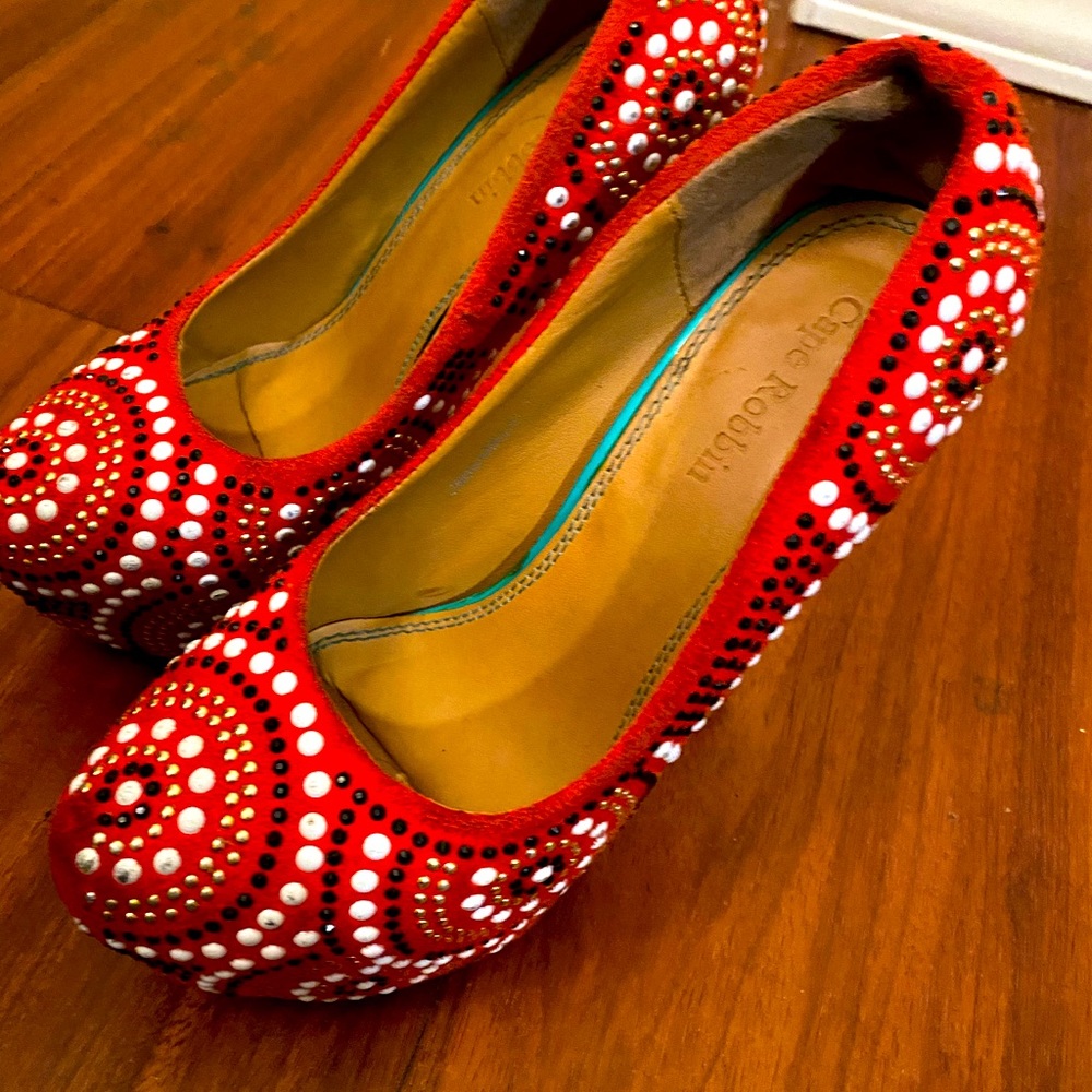 Cape Robbin dress shoes for women red studded heels